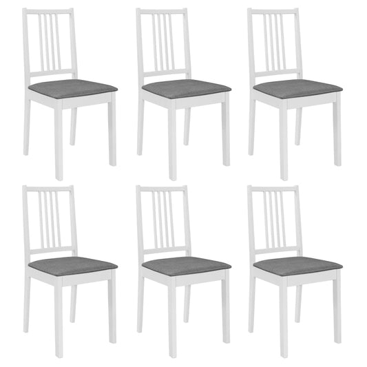 Valgomojo kėdės su pagalv., 6 vnt., balt. sp., medienos masyvas