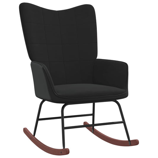 Supama kėdė, juodos spalvos, aksomas ir PVC