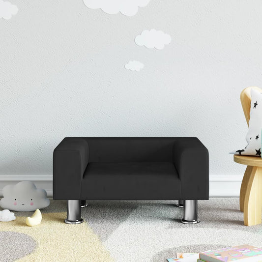 Vaikiška sofa, juodos spalvos, 50x40x26,5cm, aksomas