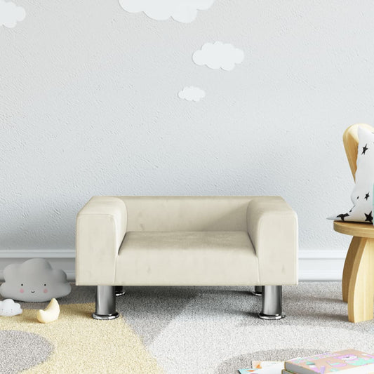 Vaikiška sofa, kreminės spalvos, 50x40x26,5cm, aksomas
