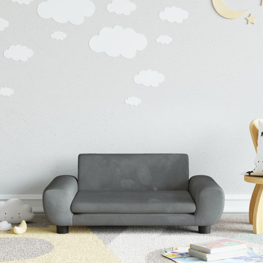 Vaikiška sofa, tamsiai pilkos spalvos, 70x45x33cm, aksomas