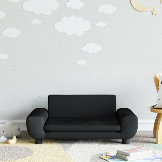 Vaikiška sofa, juodos spalvos, 70x45x33cm, aksomas