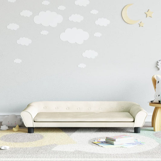 Vaikiška sofa, kreminės spalvos, 100x50x26cm, aksomas