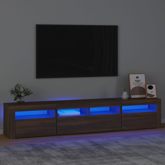 Televizoriaus spintelė su LED, ruda ąžuolo, 210x35x40cm