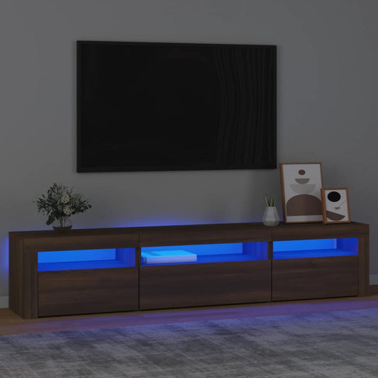 Televizoriaus spintelė su LED, ruda ąžuolo, 195x35x40cm