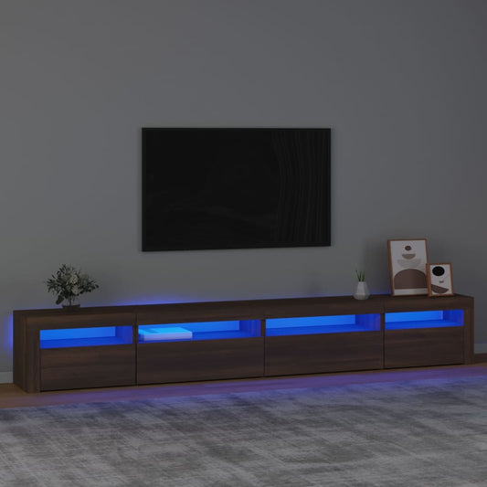 Televizoriaus spintelė su LED, ruda ąžuolo, 270x35x40cm