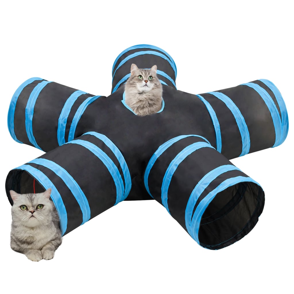 Tunelis katėms, 5 krypčių, juodas ir mėlynas, 25cm, poliesteris