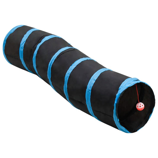 Tunelis katėms, juodas ir mėlynas, 122cm, poliesteris, S formos