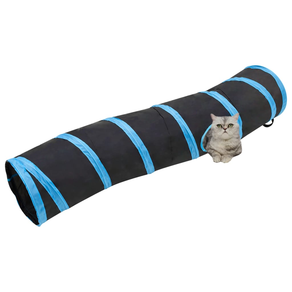 Tunelis katėms, juodas ir mėlynas, 122cm, poliesteris, S formos