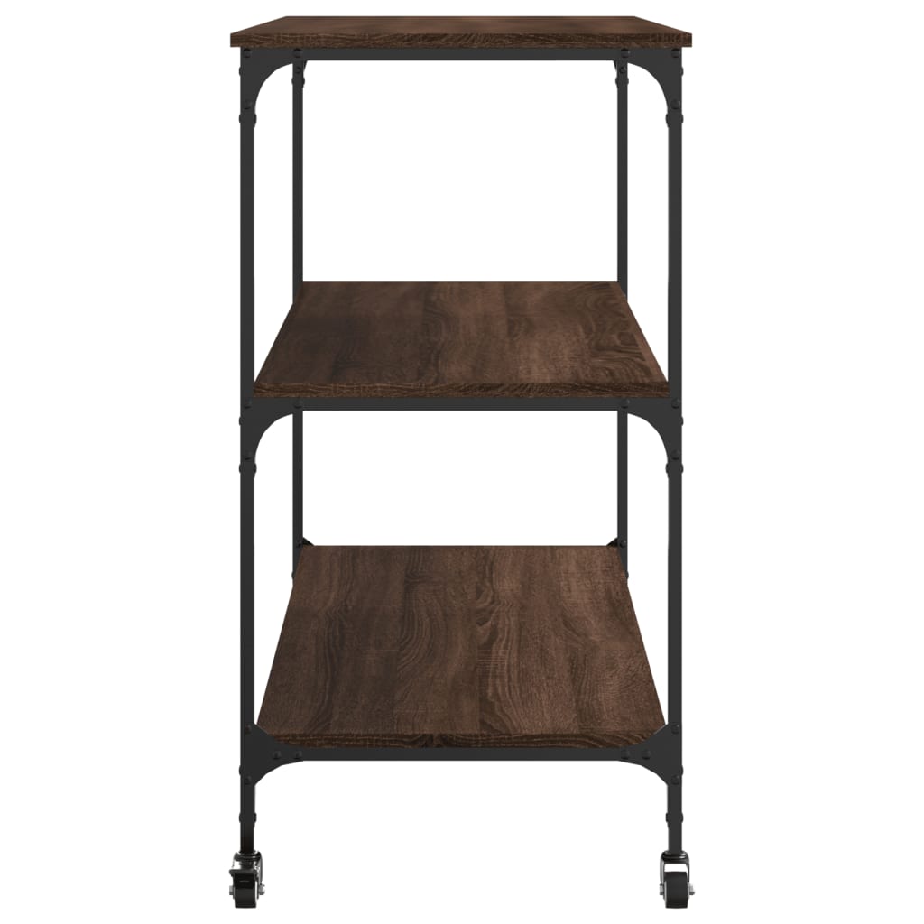 Virtuvės vežimėlis, rudas ąžuolo, 102x50x95cm, apdirbta mediena