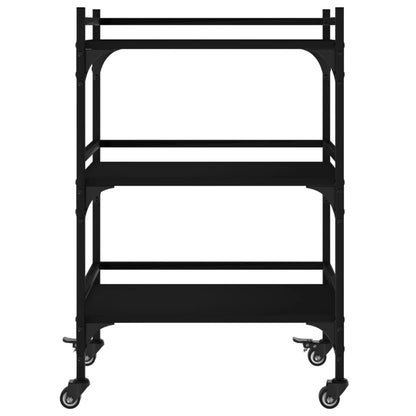Virtuvės vežimėlis, juodas, 50x35x75,5cm, apdirbta mediena