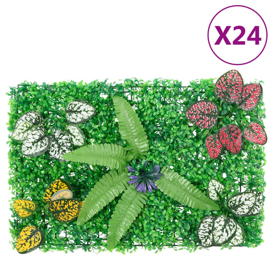  vidaXL Dirbtinių augalų tvoros, 24vnt., žalios, 40x60cm