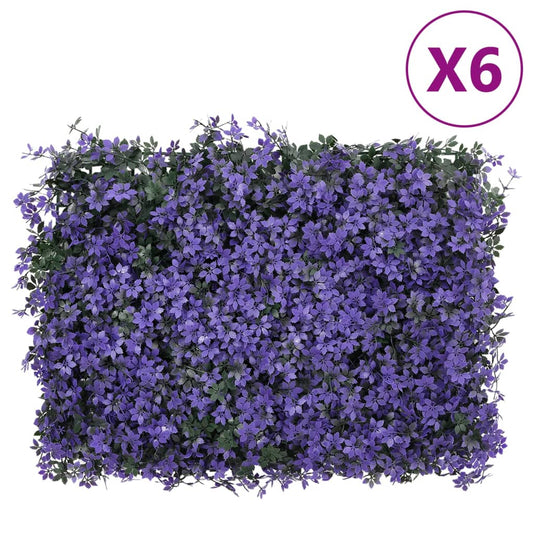  vidaXL Dirbtinių lapų tvoros, 6vnt., violetinės, 40x60cm