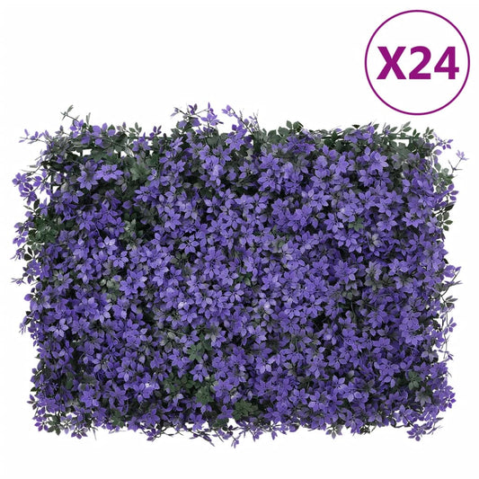  vidaXL Dirbtinių lapų tvoros, 24vnt., violetinės, 40x60cm