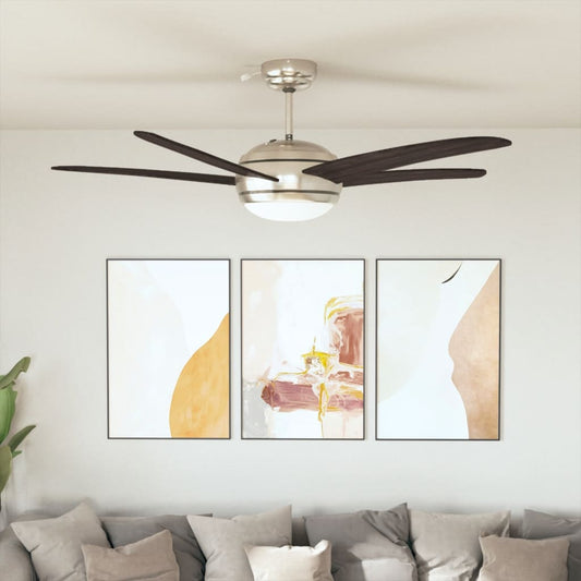 Puošnus lubų ventiliatorius su šviesele, 128cm, rudas