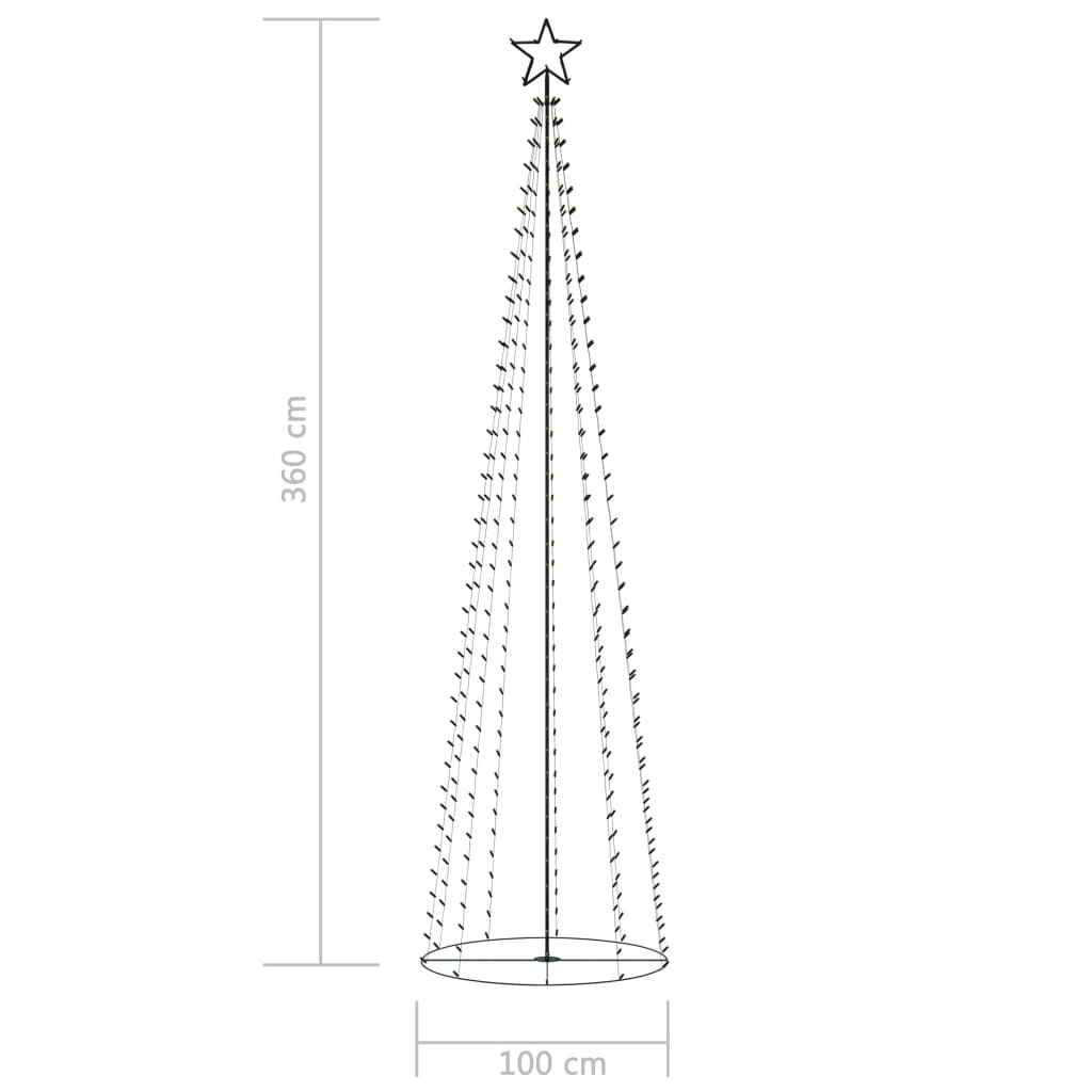 Kalėdų eglutė, 100x360cm, kūgio formos, 400 LED lempučių