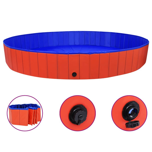Sulankstomas baseinas šunims, raudonos spalvos, 300x40cm, PVC