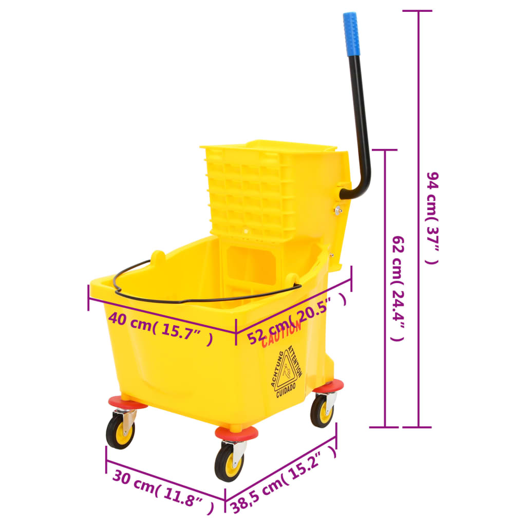 Valymo vežimėlis su grindų plovimo kibiru, polipropilenas